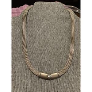 Signed Sterling Silver ESPO SIGNATURE Sterling Silver Mesh Necklace Bar Center